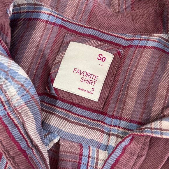 Lightweight Flannel Top - Wine/Burgundy, White, and Periwinkle/Purplish-Blue - Picture 7 of 17